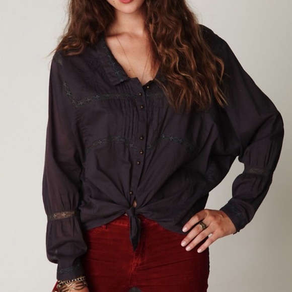 Free People Tops - 🌵Free People | Embroidered Lace Inset Blouse